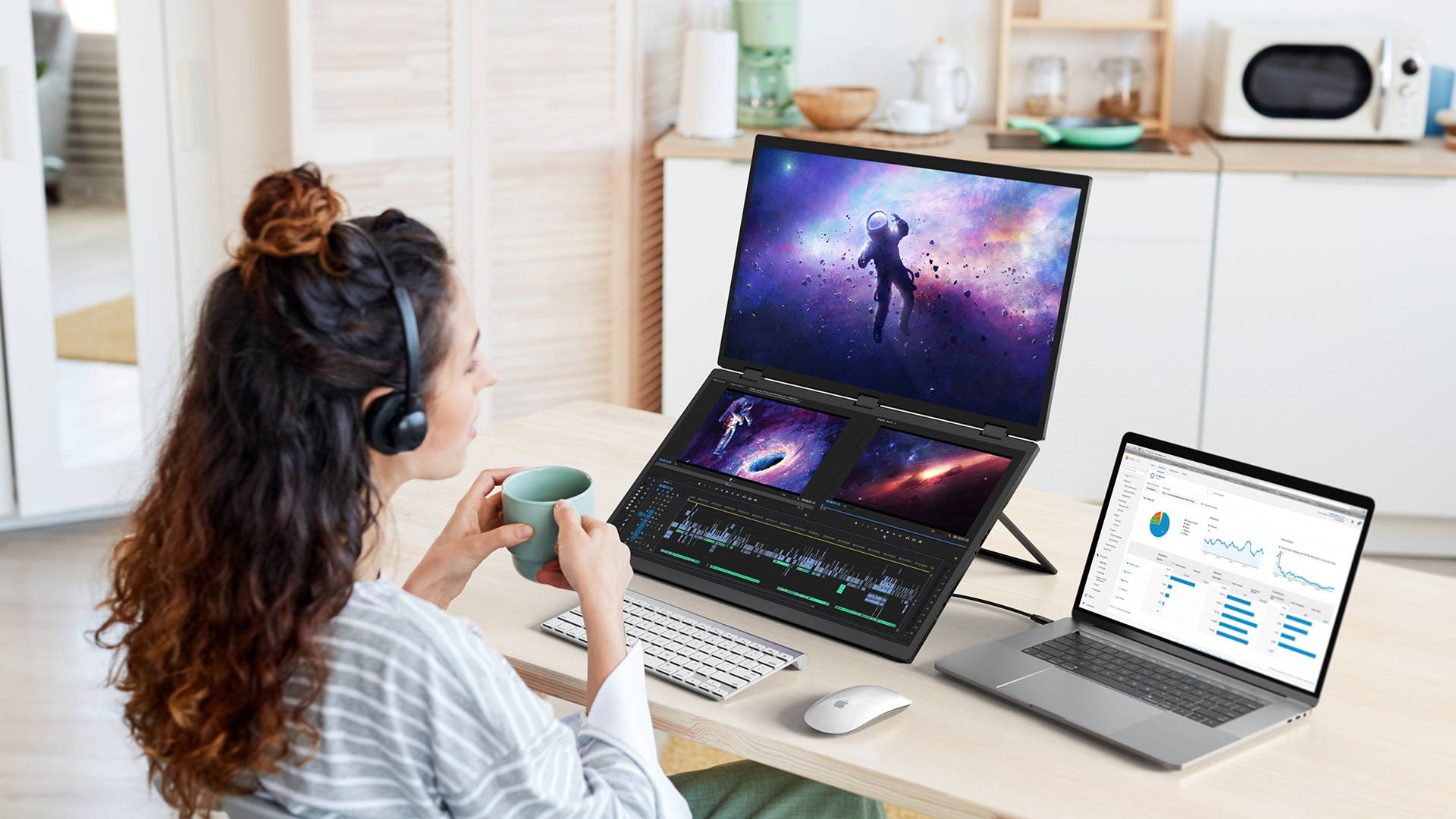 EVICIV 18.5" Touchscreen Portable Monitor 100Hz 1080P USB-C HDMI Dual Folding Stacked Gaming Display for Laptops PC Mac Phone - Limetastore