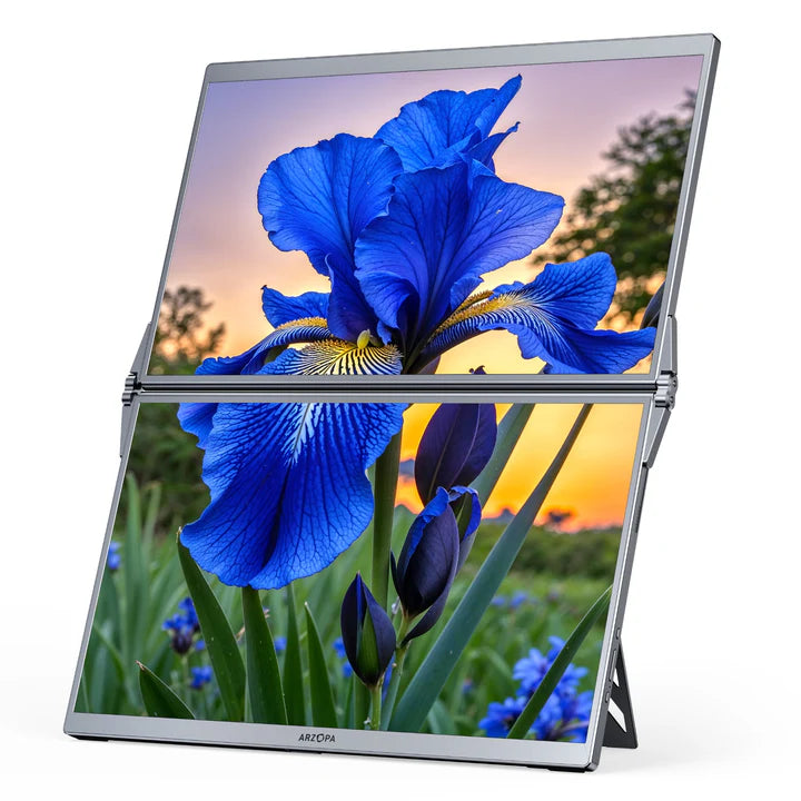 ARZOPA E1 15.6" Dual‑Screen Foldable Portable Monitor | FHD 1080p, 100% sRGB, USB‑C & HDMI