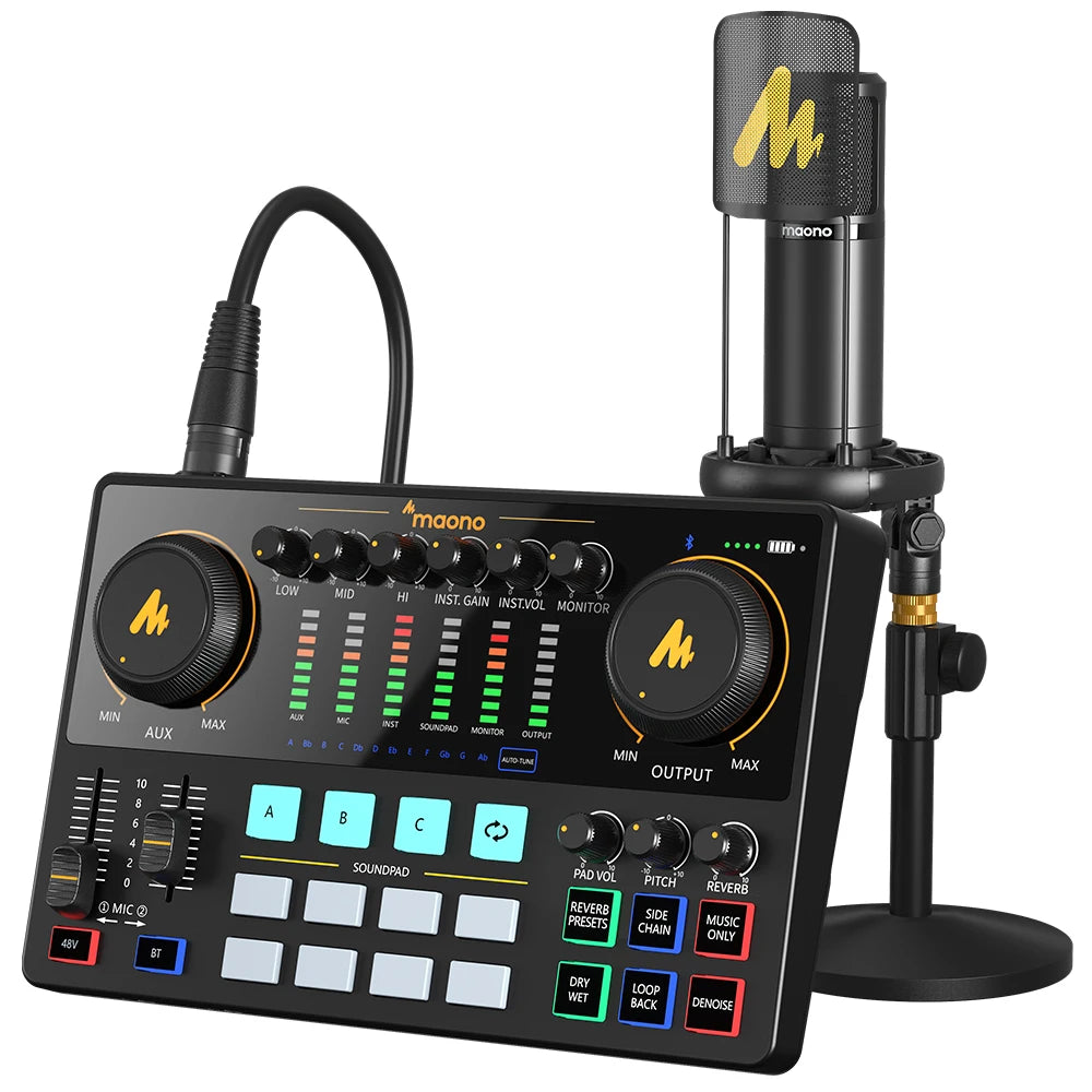 Maonocaster AME2A – zvočni vmesnik in komplet mikrofona XLR | Komplet za podcaste, DJ-e, YouTube in pretakanje v živo za telefon in računalnik
