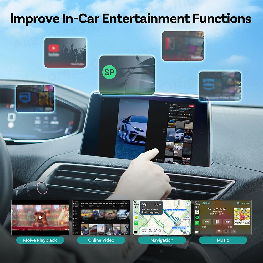 OTTOCAST Play2Video Express brezžična video AI škatla za CarPlay