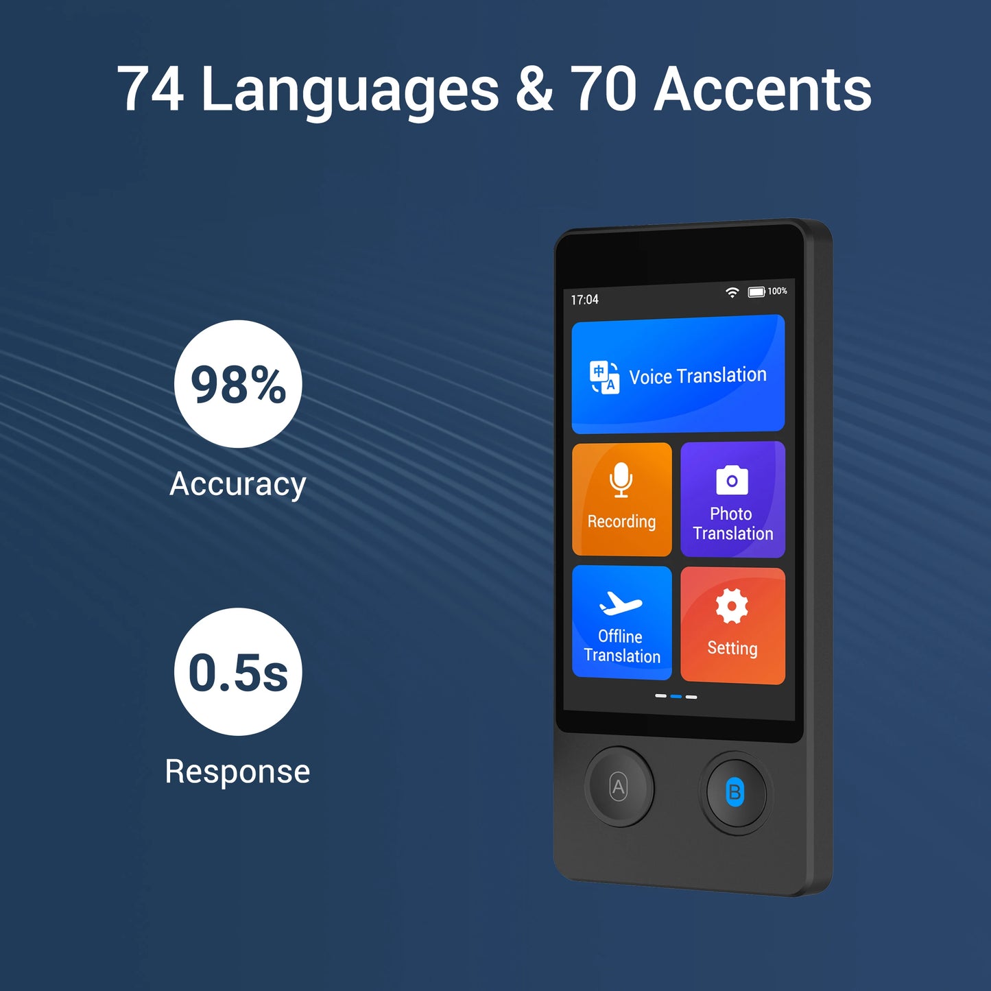 Wooask W12 Translator Device 144 Languages Offline Real-Time
