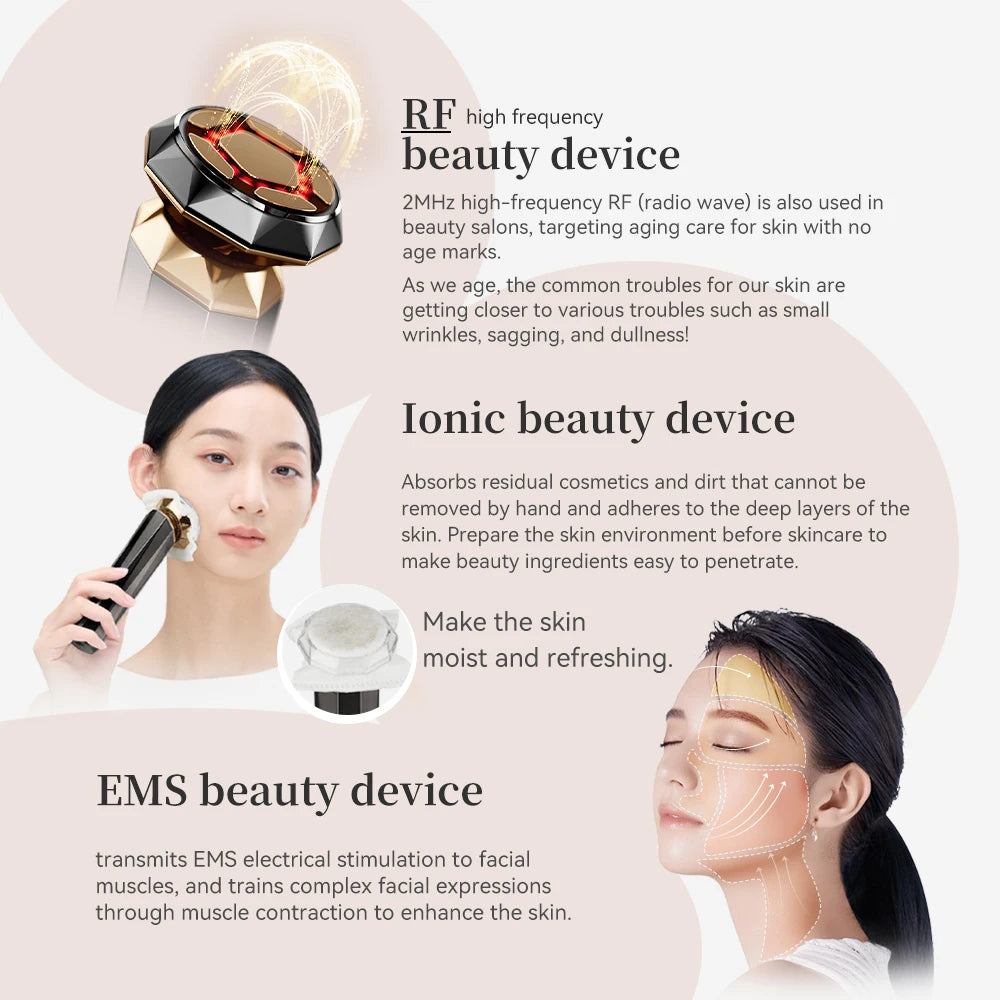 ANLAN RF Skincare Pro | 18K zlato, toplo/hladno, EMS lifting naprava za obraz