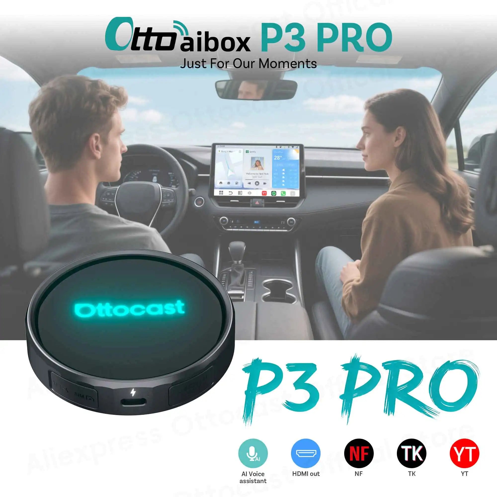 OTTOCAST P3 PRO Android 13 AI Box s HDMI in brezžičnim CarPlayom