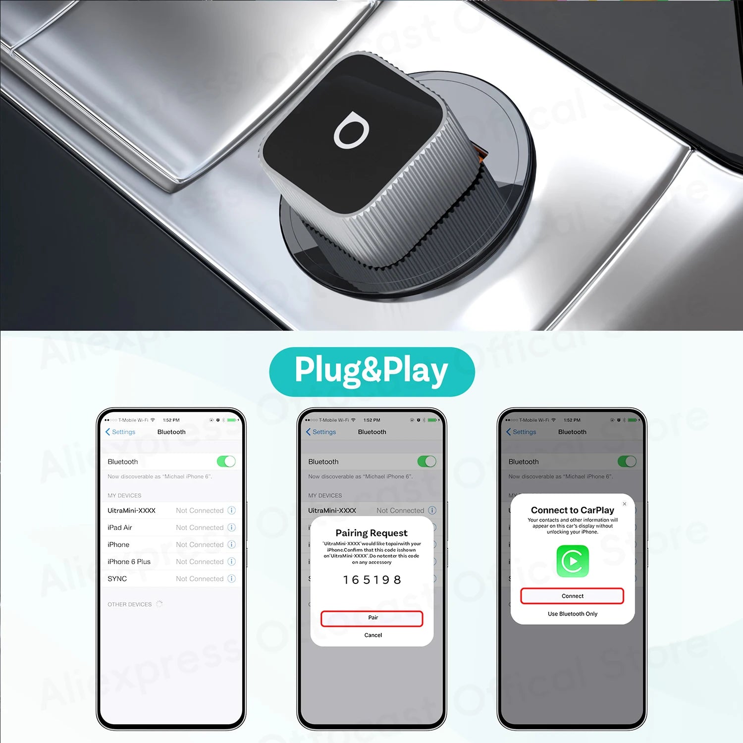 OTTOCAST Cube MINI Slim Wireless CarPlay Adapter