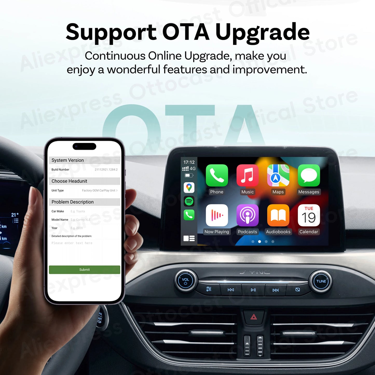OTTOCAST Mini brezžični CarPlay in Android Auto adapter