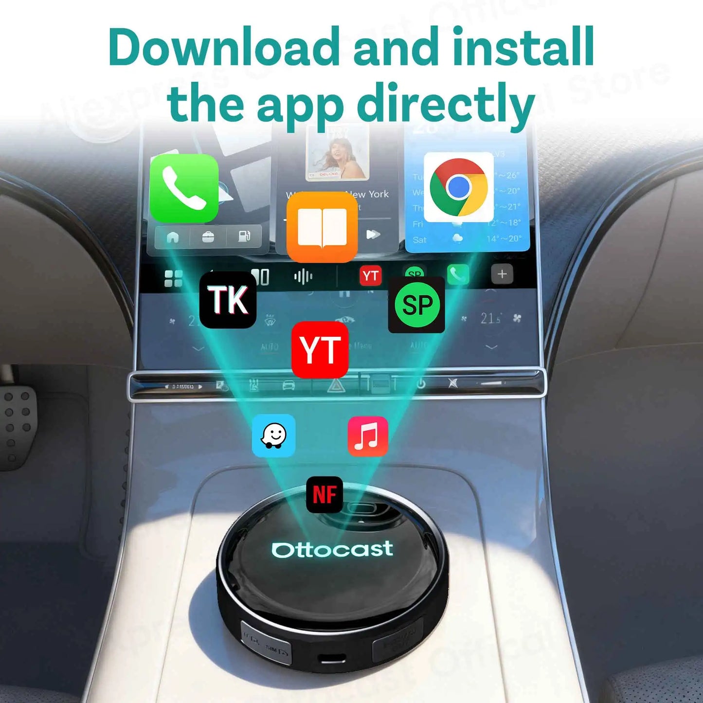 OTTOCAST P3 PRO Android 13 AI Box s HDMI in brezžičnim CarPlayom