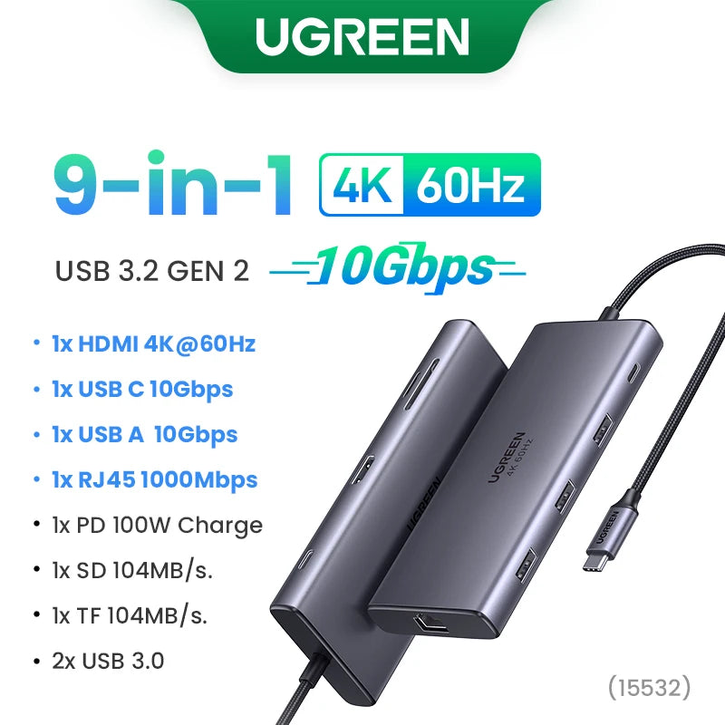 UGREEN USB Ethernet Adapter 1000/100Mbps USB 3.0 HUB RJ45 LAN