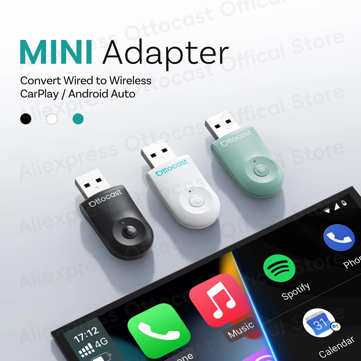 OTTOCAST Mini brezžični CarPlay in Android Auto adapter