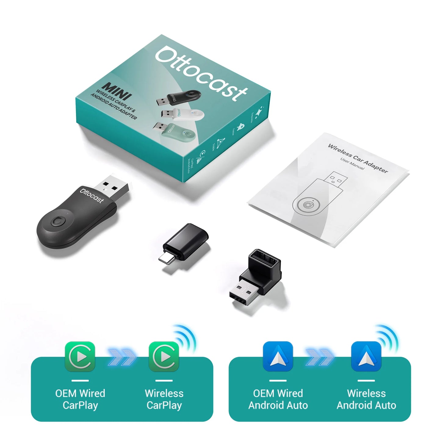 OTTOCAST NanoAI Android 13 Brezžični CarPlay AI Box 128GB