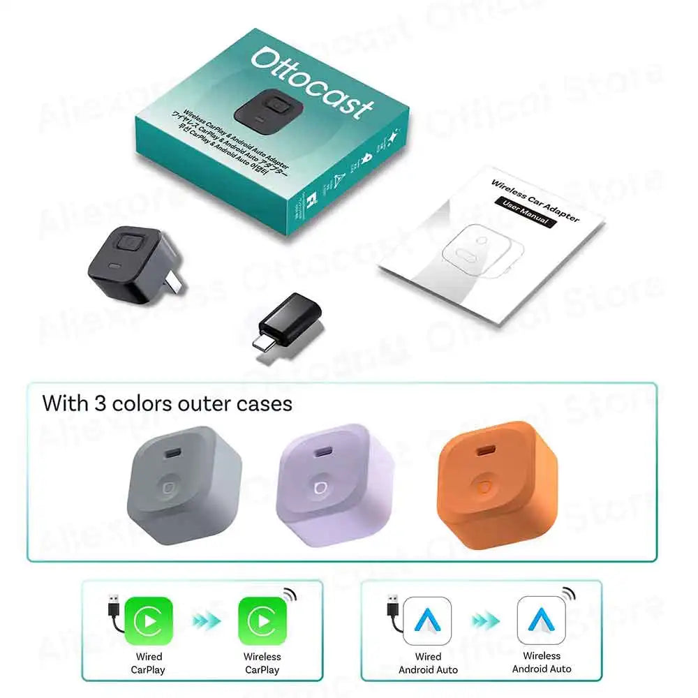 OTTOCAST Cube Mini brezžični Android Auto in CarPlay Dongle