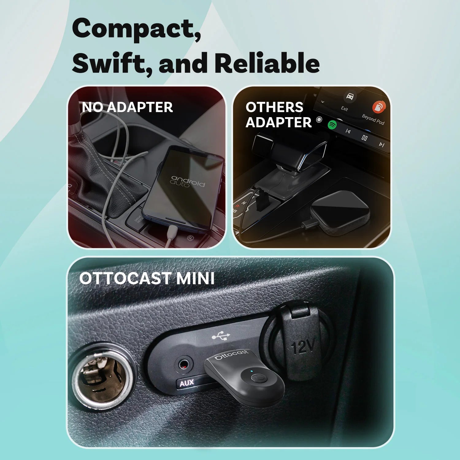 OTTOCAST Mini brezžični CarPlay in Android Auto adapter
