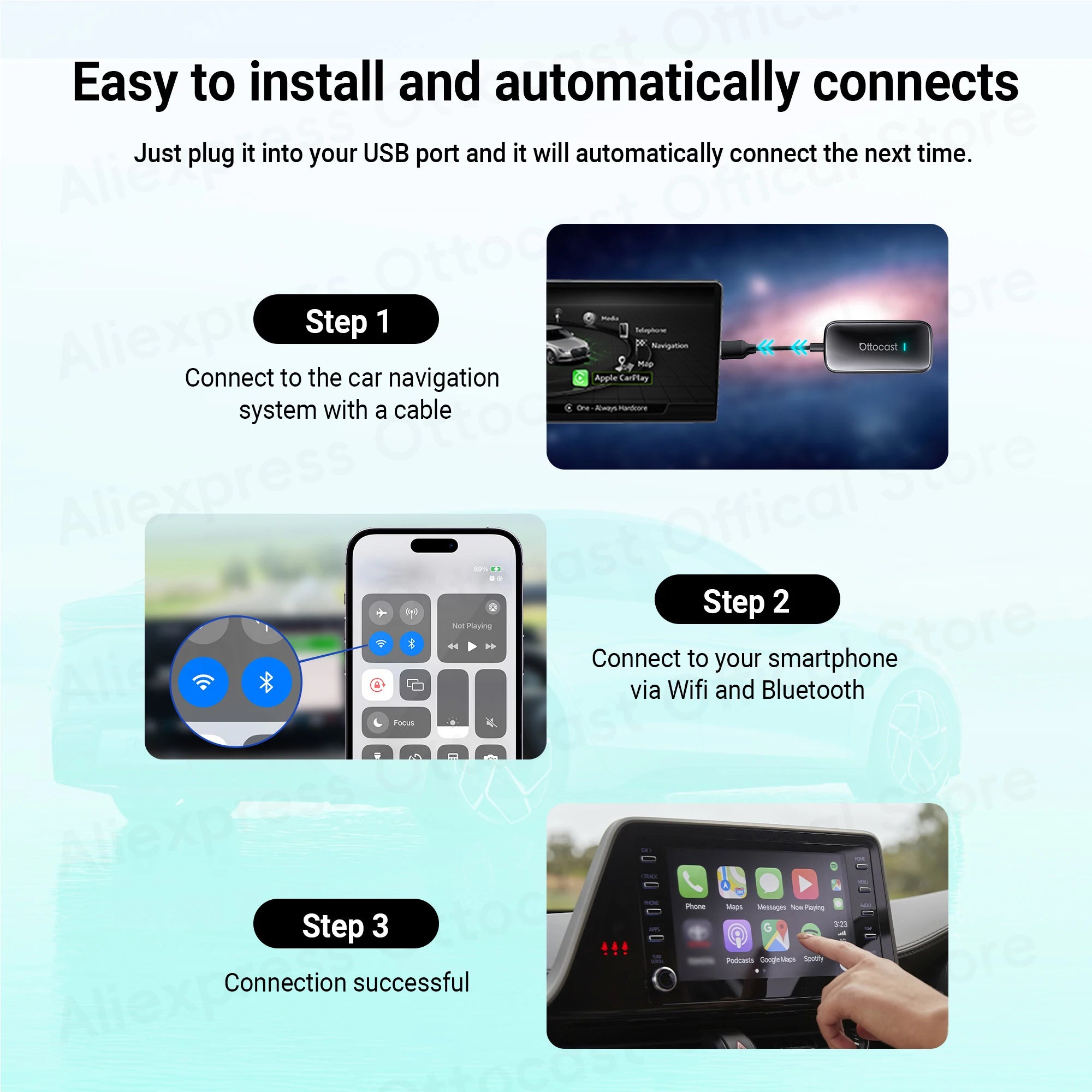 Brezžični video adapter OTTOCAST Play2Video Ultra CarPlay