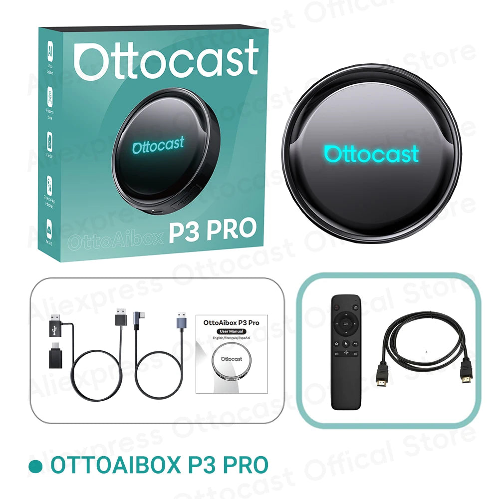 OTTOCAST P3 PRO Android 13 AI Box s HDMI in brezžičnim CarPlayom