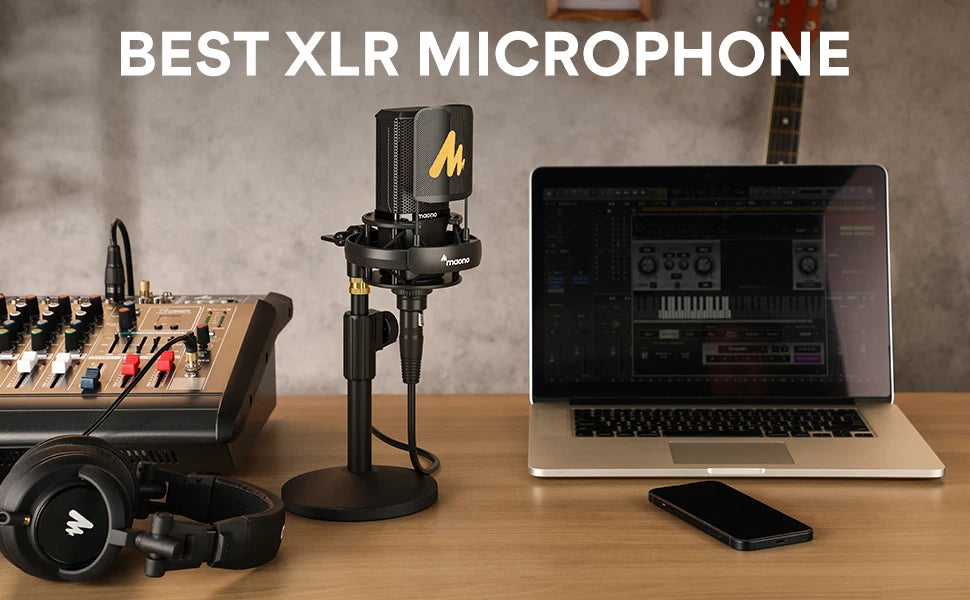 Maono PM500T – XLR Large‑Diaphragm Condenser Microphone | 34 mm Cardioid Studio Mic for Recording, Podcasting, Streaming & DJ Production