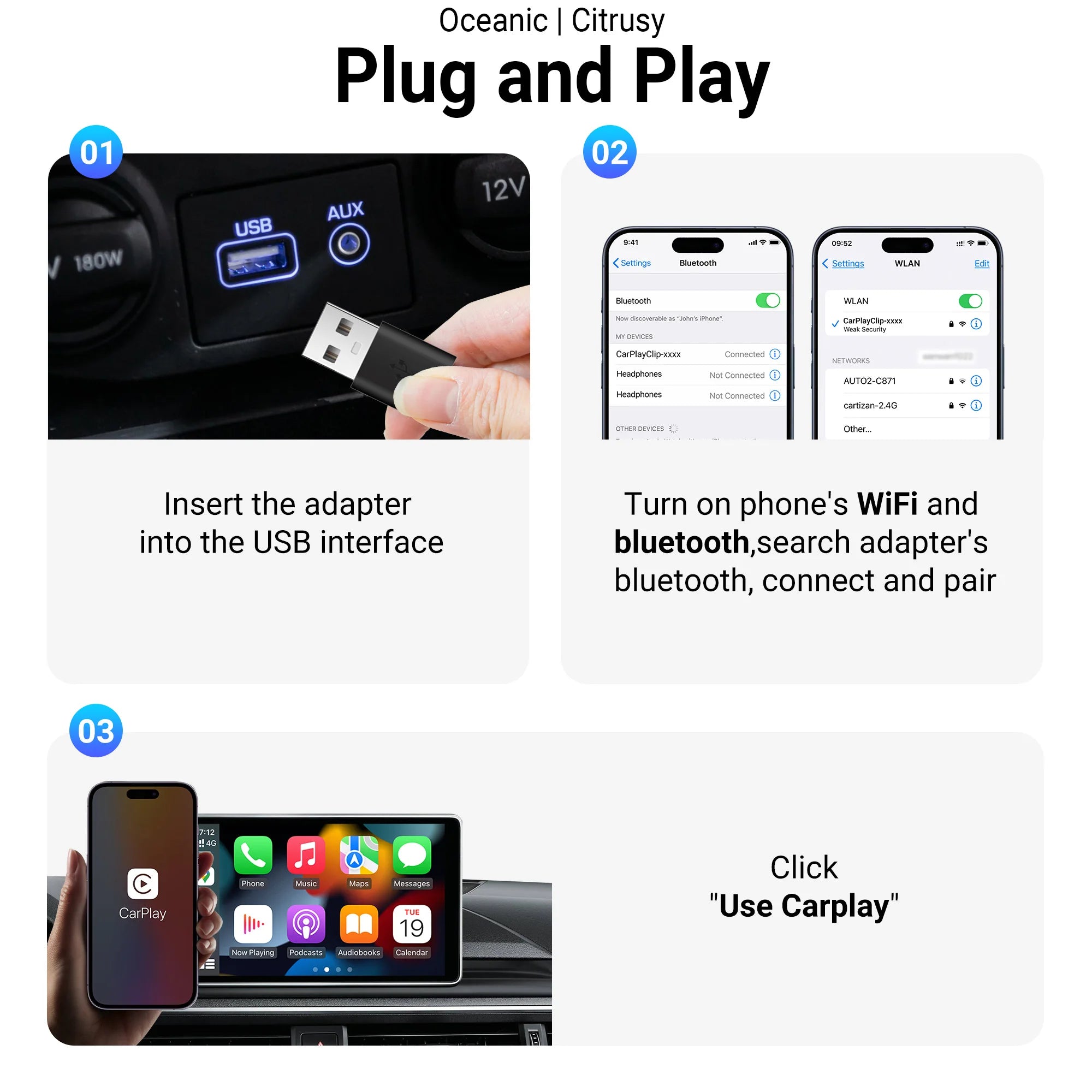 OTTOCAST CarPlay Clip Wireless Adapter & Air Freshener