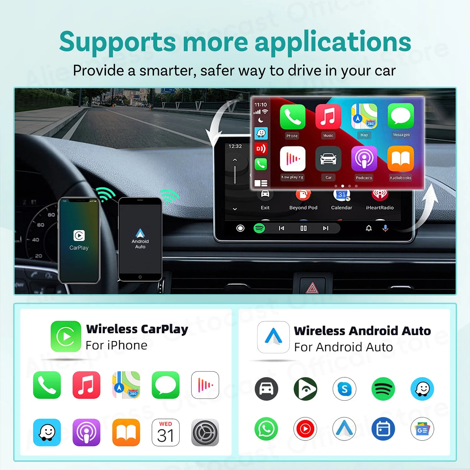 Brezžični adapter CarPlay & Android Auto OTTOCAST Cube MINI Slim