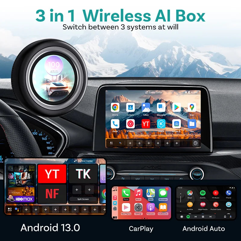 OTTOCAST Express V2 PRO brezžični CarPlay Android AI Box
