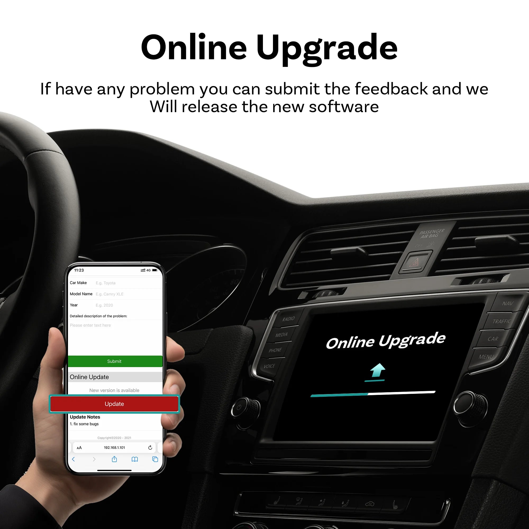 Brezžični adapter OTTOCAST Mini Core za CarPlay in Android Auto