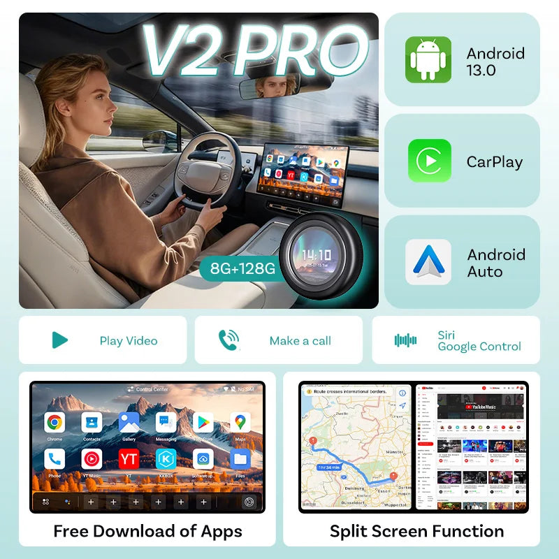 OTTOCAST Express V2 PRO brezžični CarPlay Android AI Box