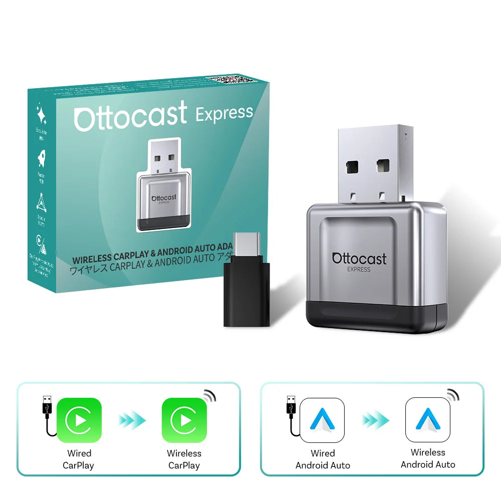OTTOCAST Mini Gem 3.0 brezžični adapter CarPlay in Android Auto