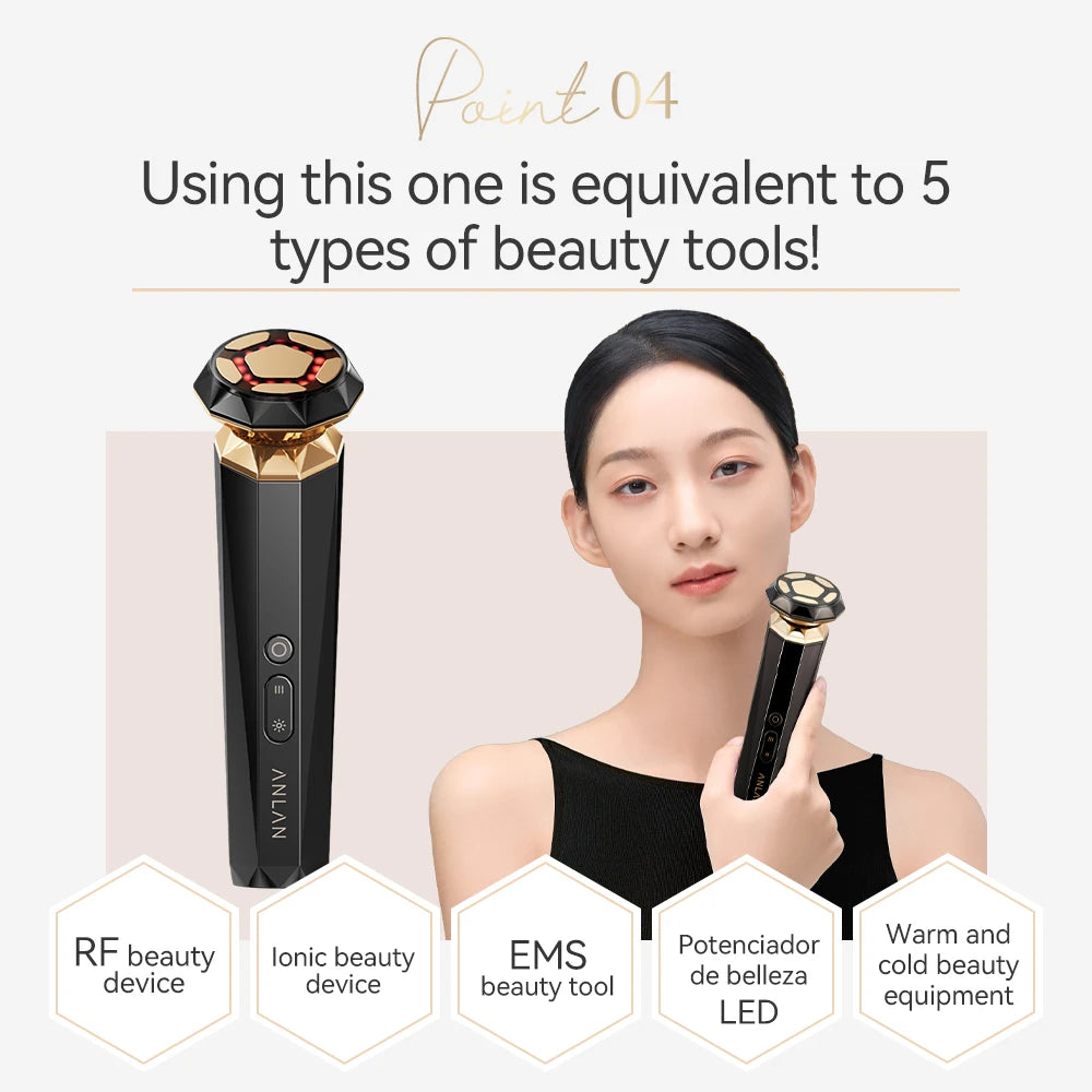 ANLAN RF Skincare Pro | 18K zlato, toplo/hladno, EMS lifting naprava za obraz