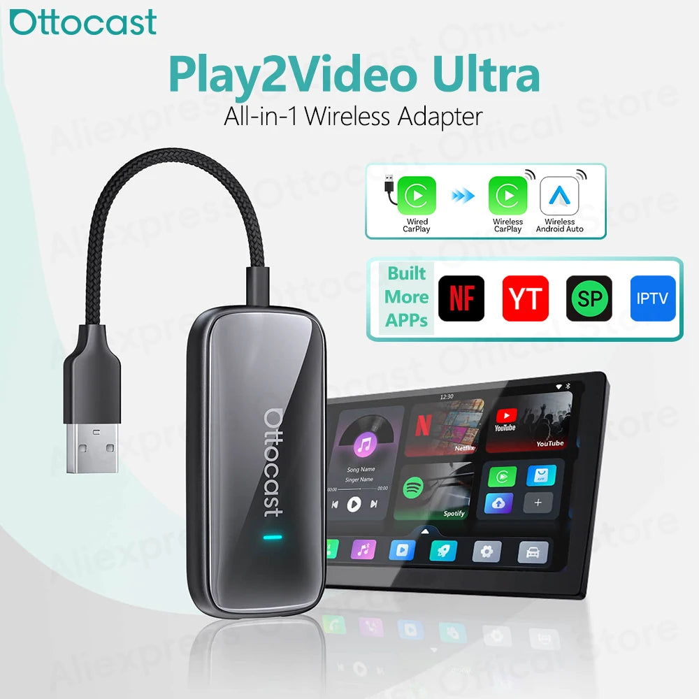 Brezžični video adapter OTTOCAST Play2Video Ultra CarPlay