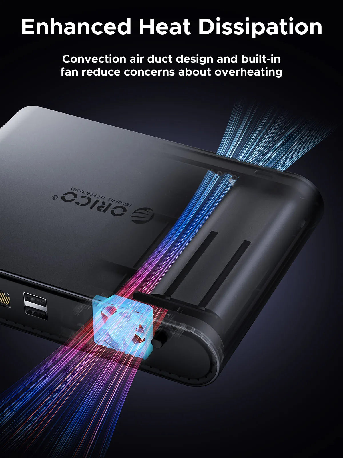 ORICO USB‑C Triple Display Docking Station with Dual M.2 NVMe/SATA SSD Enclosures