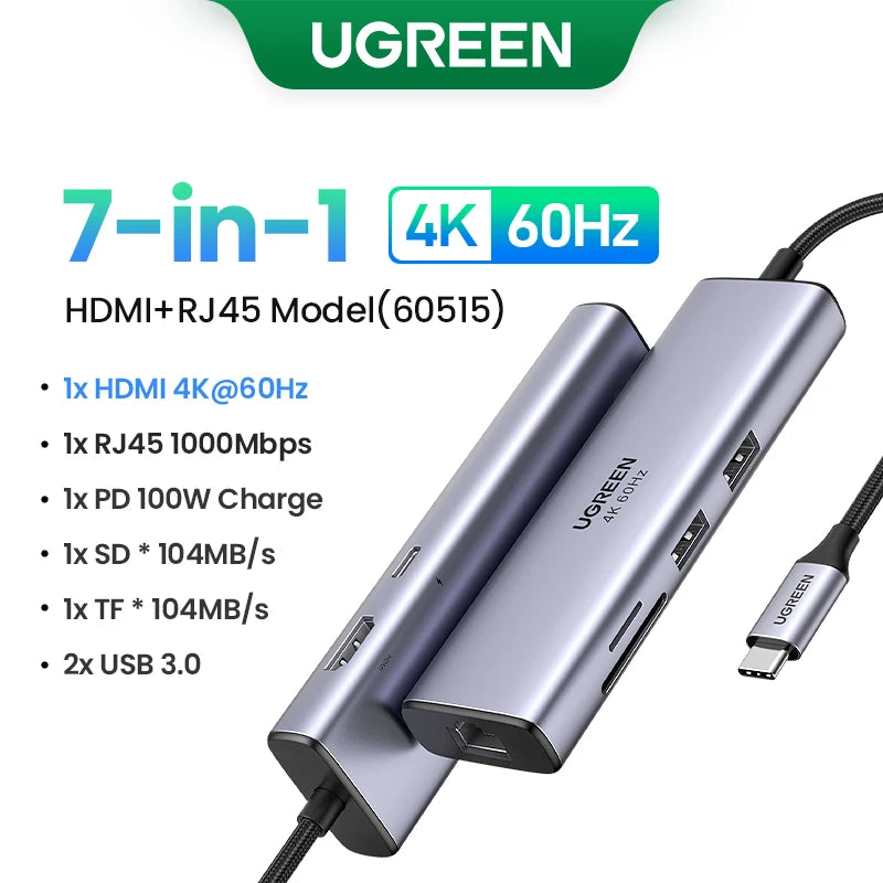 UGREEN USB Ethernet Adapter 1000/100Mbps USB 3.0 HUB RJ45 LAN