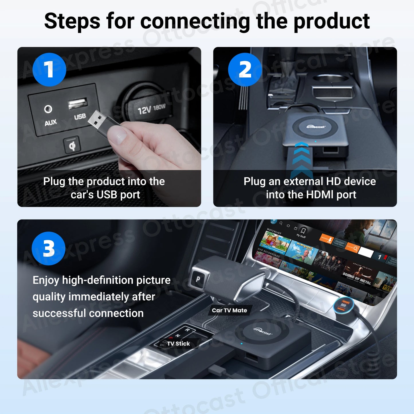 OTTOCAST Express Car TV Mate brezžični CarPlay HDMI adapter