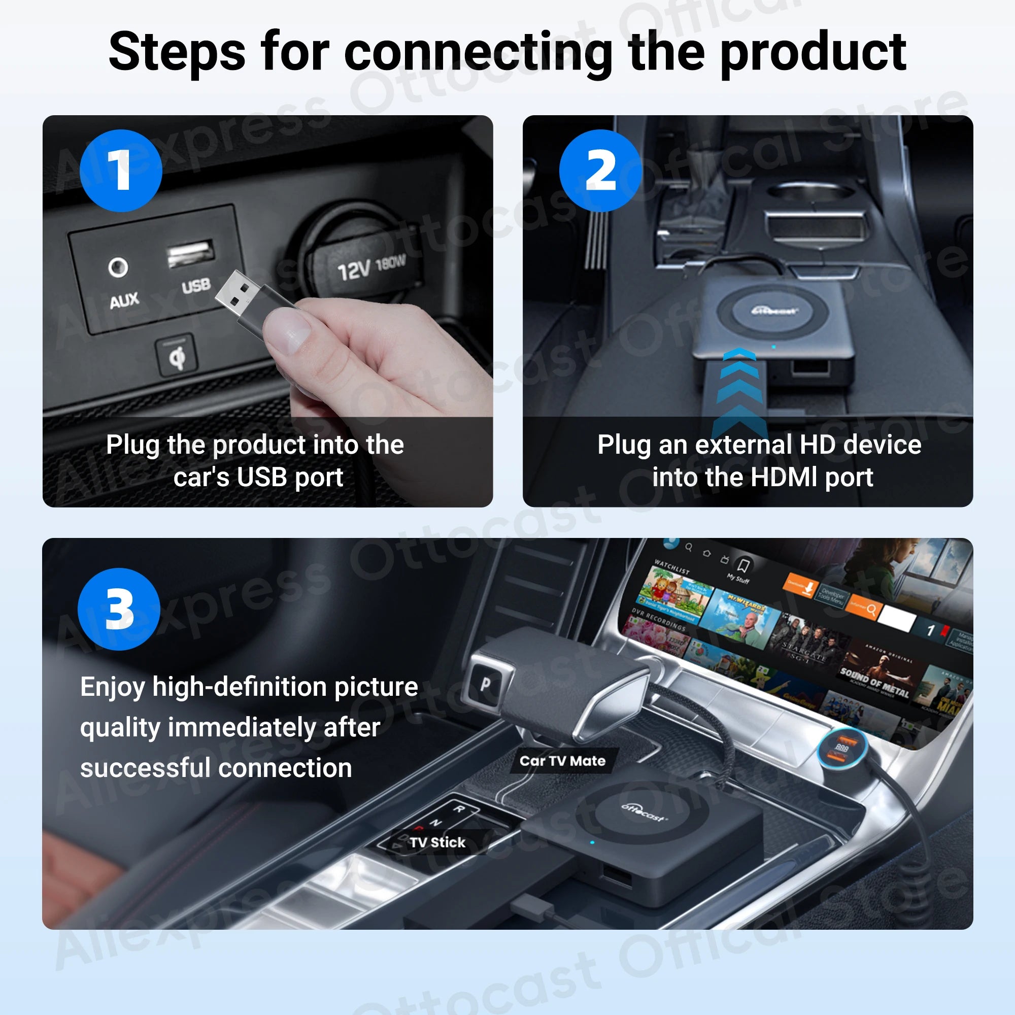 OTTOCAST Express Car TV Mate brezžični CarPlay HDMI adapter