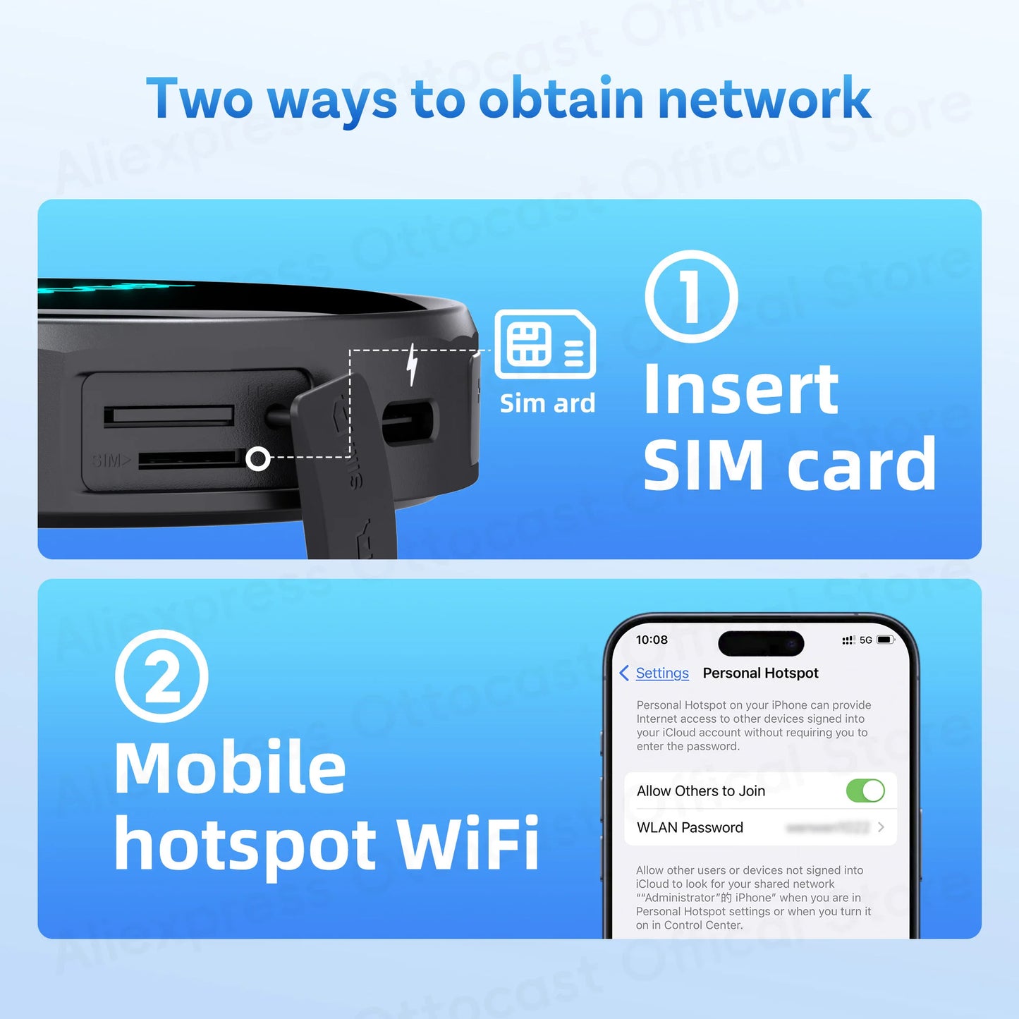 OTTOCAST P3 PRO AI Box with HDMI & Wireless CarPlay