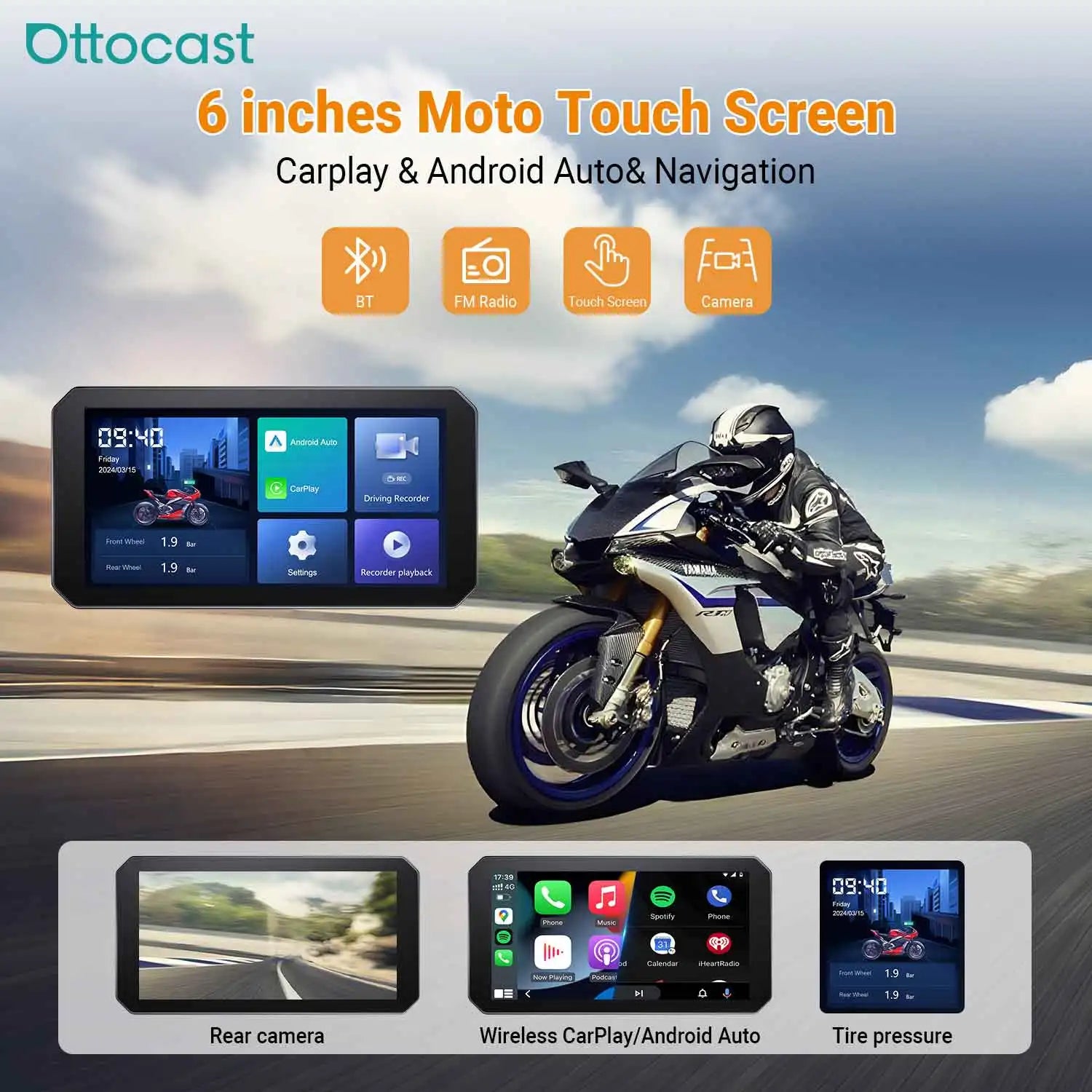 OTTOCAST Express C6 6" motoristični brezžični zaslon CarPlay