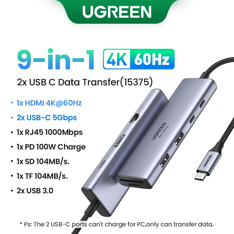 UGREEN USB Ethernet Adapter 1000/100Mbps USB 3.0 HUB RJ45 LAN