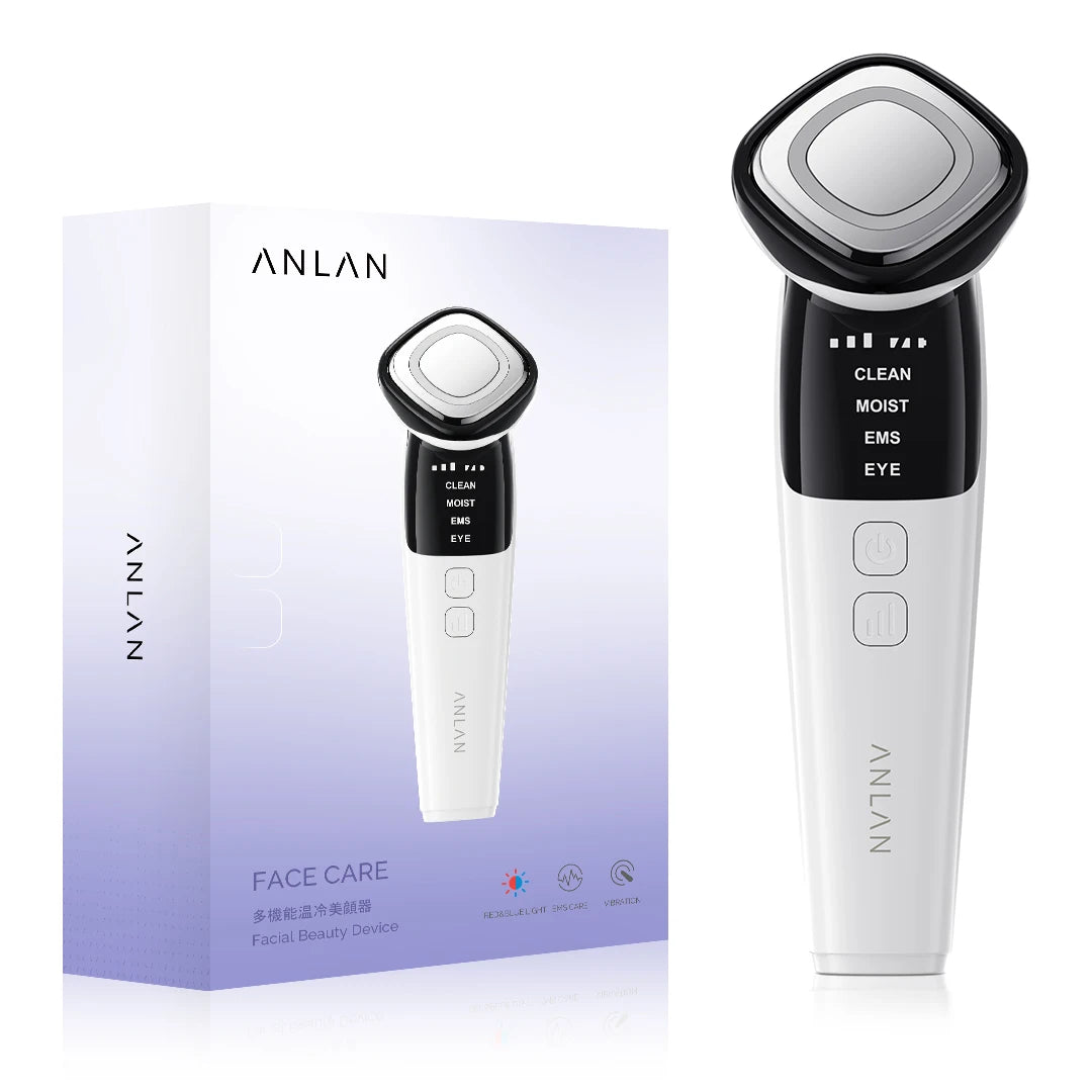 ANLAN EMS Facial Massager Device for Face Lifting, LED Photon Deep Cleaning, Eye Skin Wrinkle Removal, Heat Vibration Skincare Beauty Tool - Limetastore