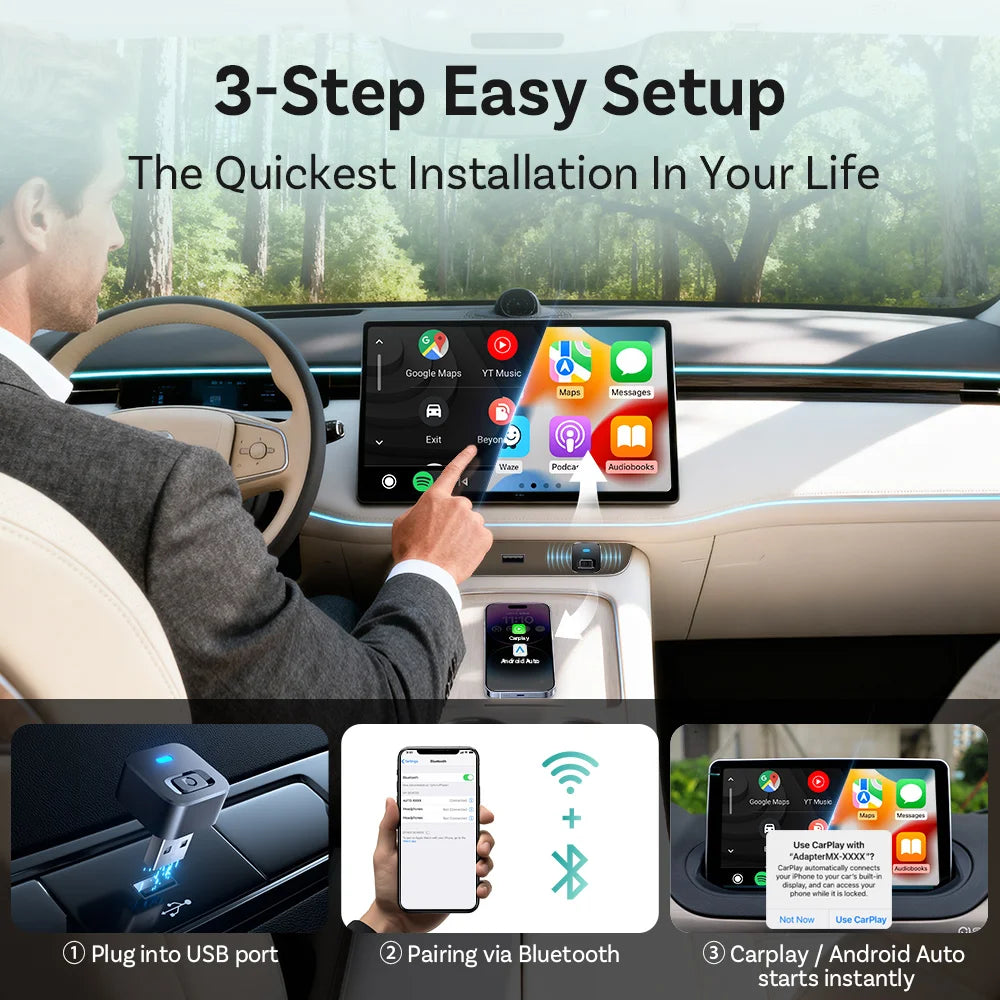 OTTOCAST Cube Mini brezžični Android Auto in CarPlay Dongle