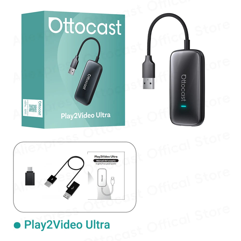 Brezžični video adapter OTTOCAST Play2Video Ultra CarPlay