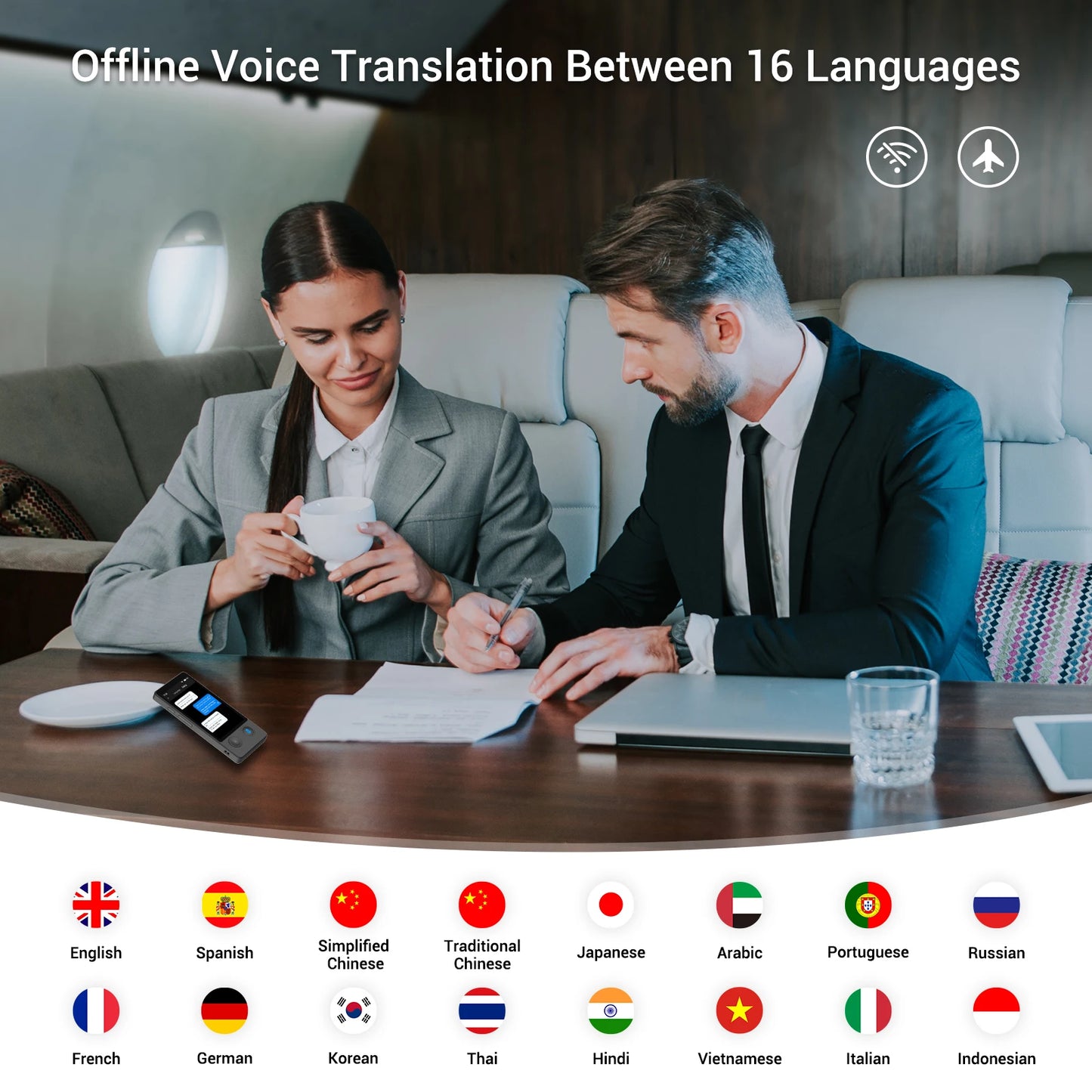 Wooask W12 Translator Device 144 Languages Offline Real-Time