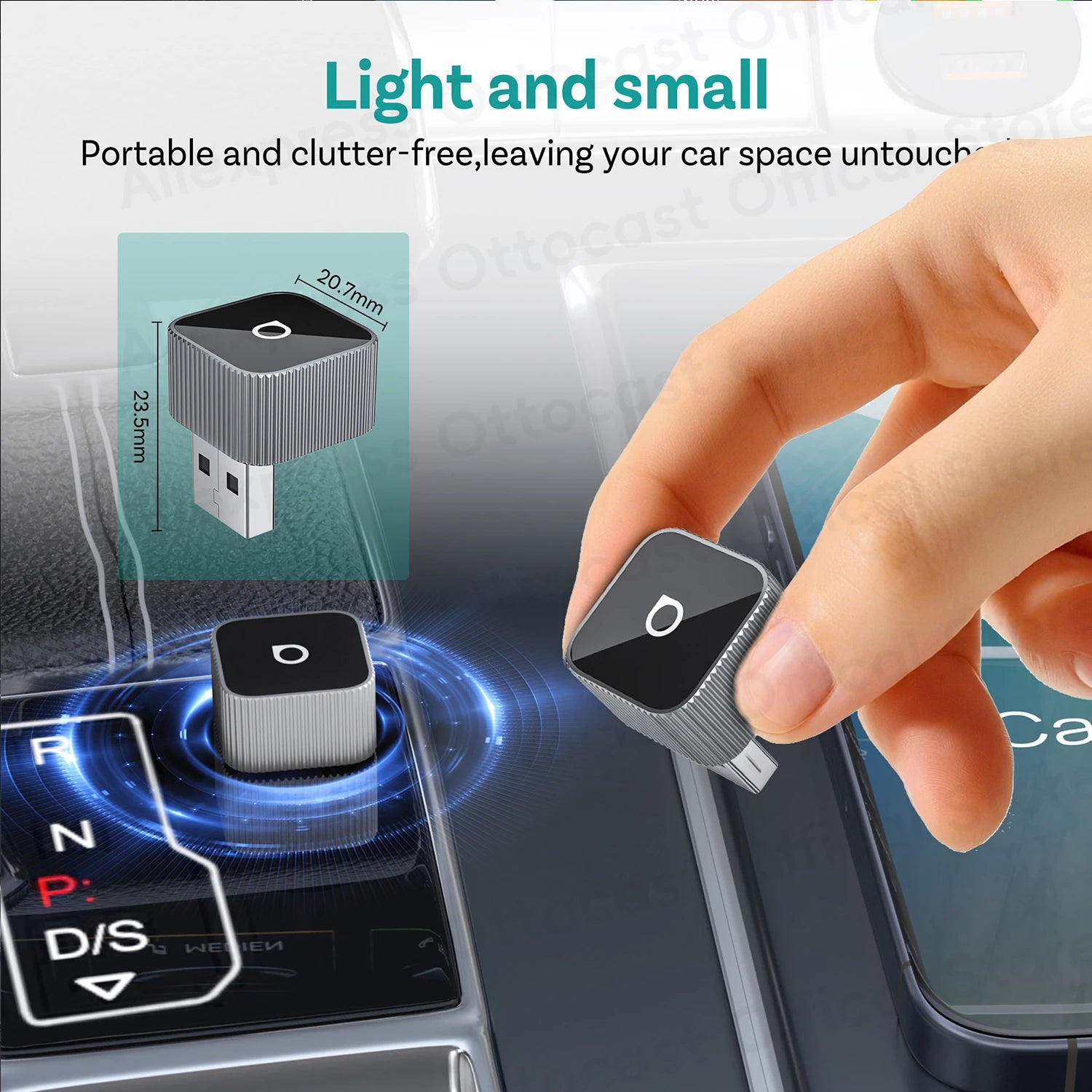 OTTOCAST Mini Slim Cube Wireless CarPlay & Android Auto Adapter