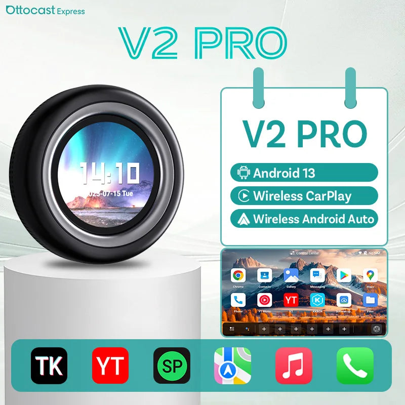 OTTOCAST Express V2 PRO brezžični CarPlay Android AI Box