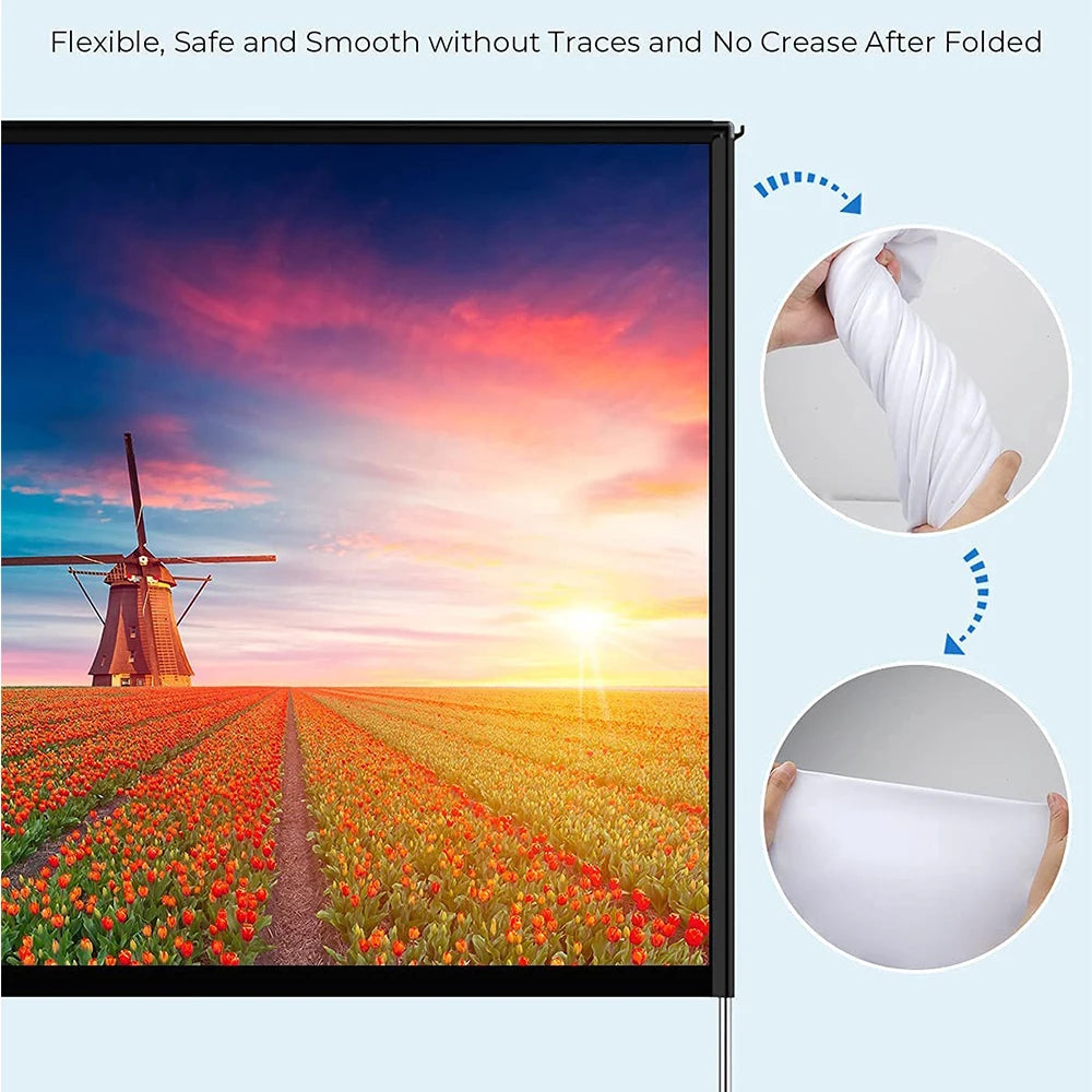 120-inch Premium Portable Projector Screen with Stand – 4K UHD, 3D Supported