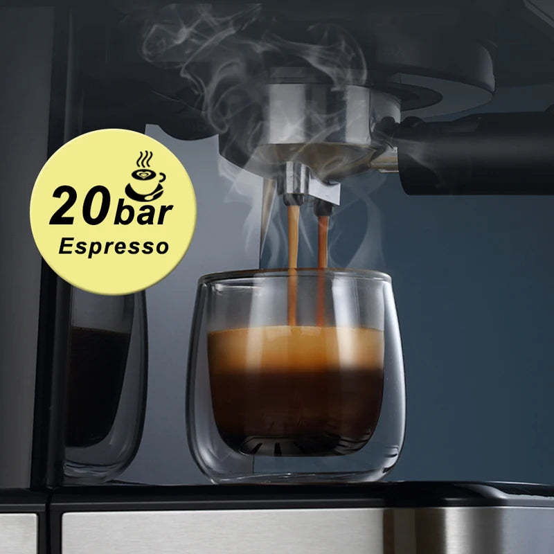 HiBREW H5 – Polavtomatski espresso kavni aparat s tlakom 20 barov | Kavni aparat iz nerjavečega jekla s prikazovalnikom temperature