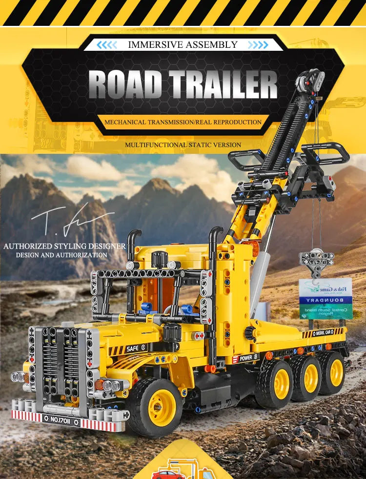 Mould King 17011 High-Tech Tow Truck | Motorized MOC-43434 Road Trailer Building Block Set - Limetastore