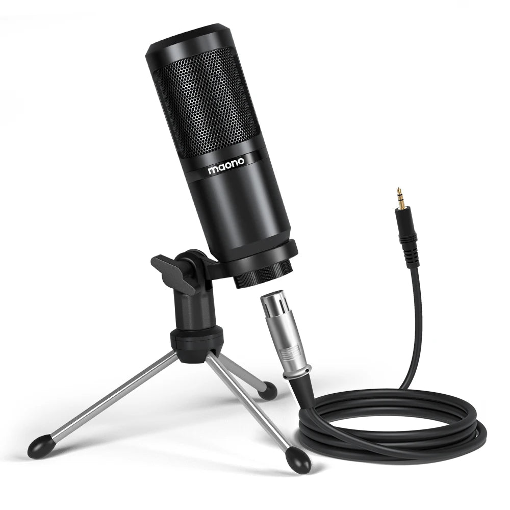 Maono PM360TR – 3.5mm Condenser Podcast Microphone | Desktop Mic for PC, Laptop, Phone, Sound Cards, YouTube, Gaming & Recording
