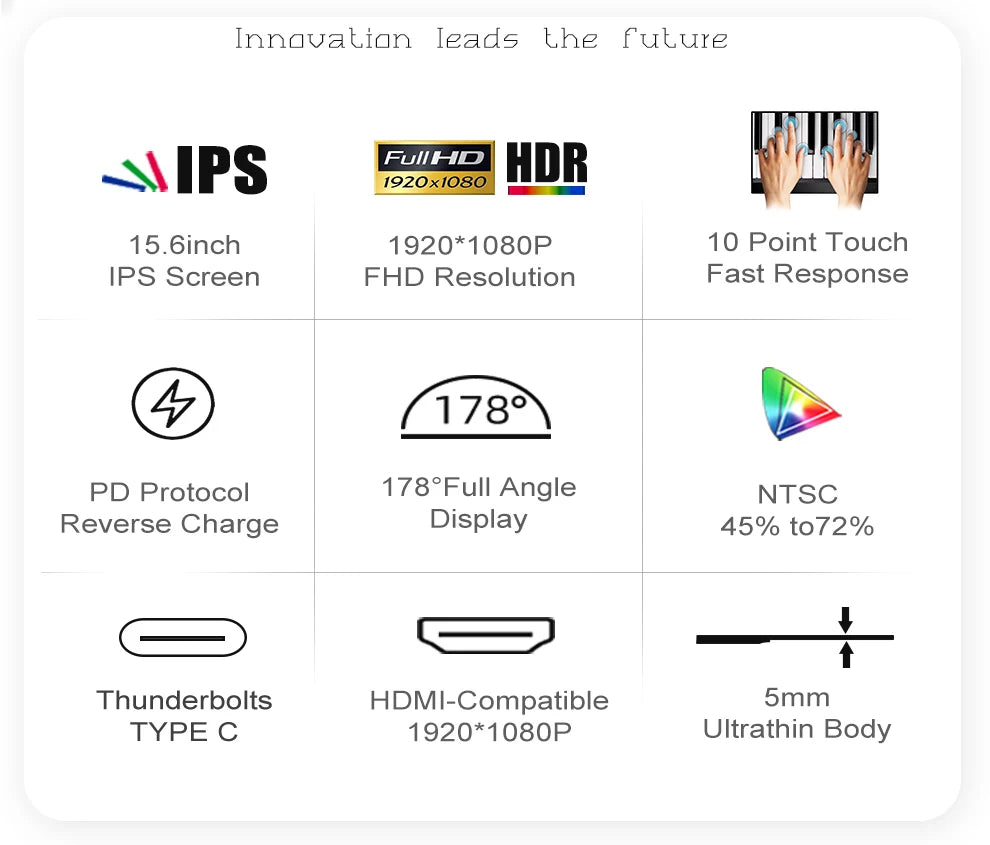 ZEUSLAP Z15ST 15,6" prenosni monitor na dotik | FHD 1080p, USB-C in HDMI, DeX/EMUI/TNT
