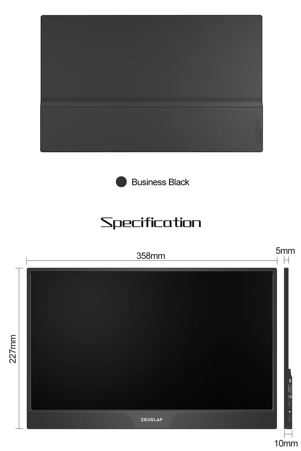 ZEUSLAP Z15ST 15,6" prenosni monitor na dotik | FHD 1080p, USB-C in HDMI, DeX/EMUI/TNT