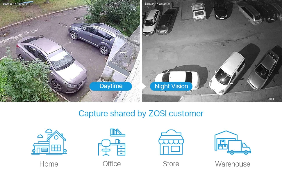 Žični varnostni sistem s kamerami ZOSI 8CH 1080p – H.265+ DVR z 8 zunanjimi kamerami CCTV 2MP