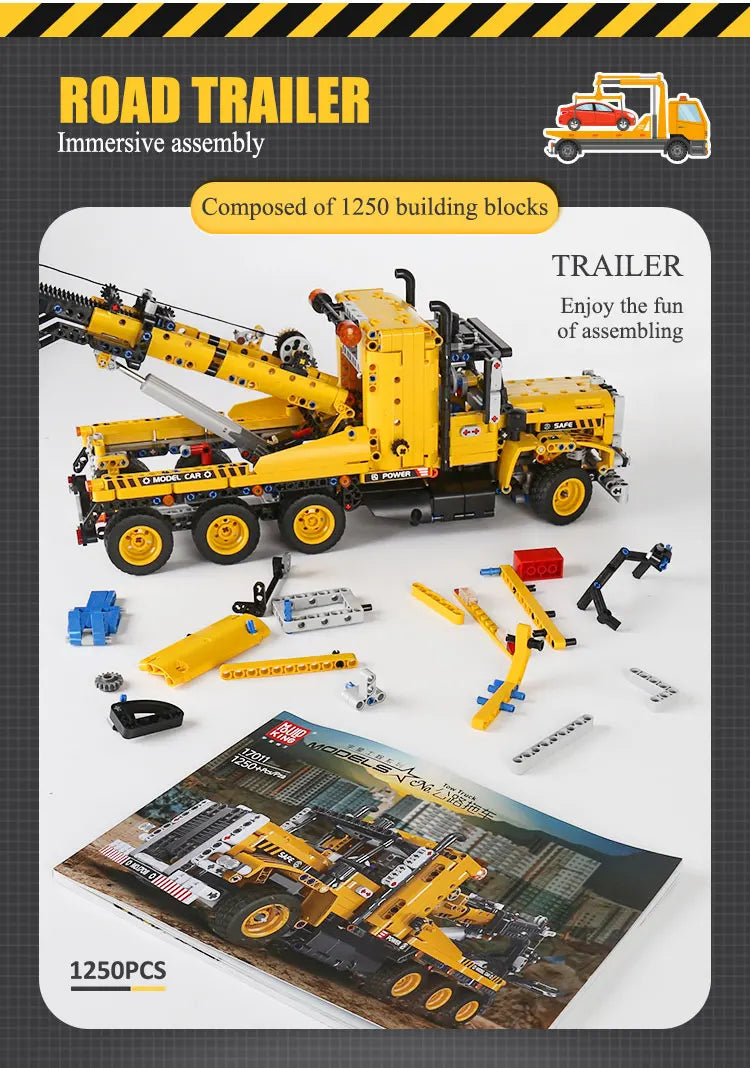 Mould King 17011 High-Tech Tow Truck | Motorized MOC-43434 Road Trailer Building Block Set - Limetastore