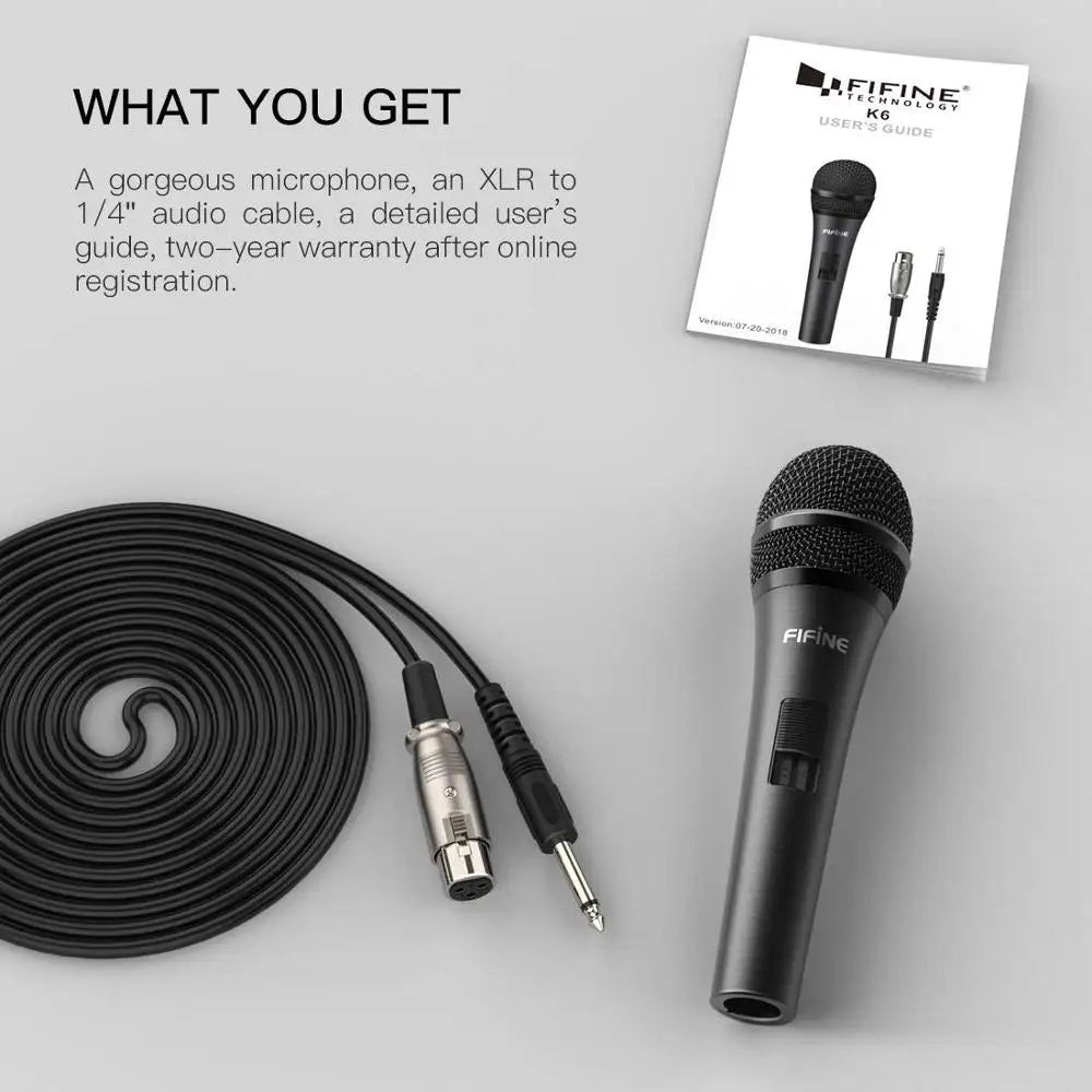 FIFINE K6 Dynamic Vocal Microphone | Handheld Mic for Karaoke & Events - Limetastore
