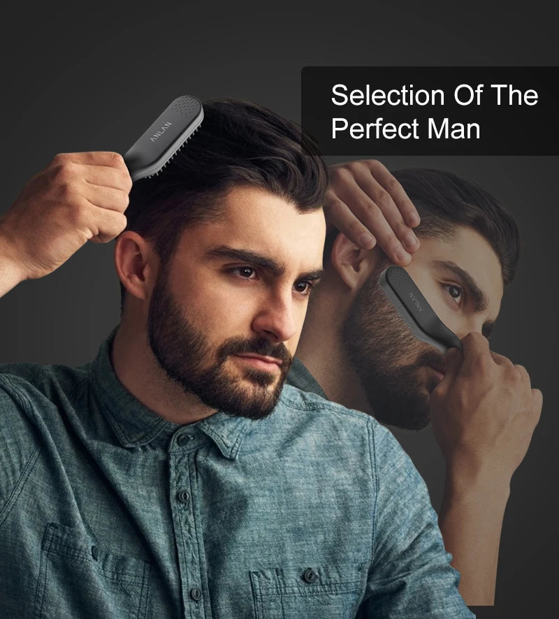ANLAN Beard Hair Straightening Brush Hot Heated Comb for Men - Multifunctional Ceramic Straightener and Quick Hair Styler - Limetastore