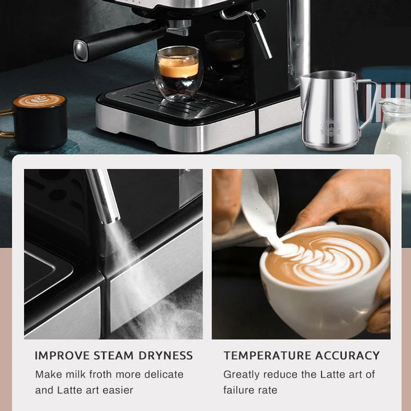 HiBREW H5 – Polavtomatski espresso kavni aparat s tlakom 20 barov | Kavni aparat iz nerjavečega jekla s prikazovalnikom temperature